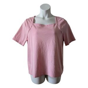Ann Taylor Factory Petal Pink Square Neck Tee. Short Sleeve. XXL. Spring Pastels
